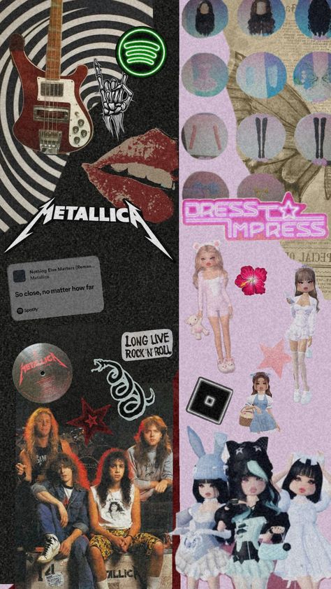 2 current obsessions ♡♡ #dresstoimpress #dti #metallica #metal #roblox #spotify #music Metallica Wallpapers, Bf And Gf, Roblox Id, Nothing Else Matters, Live Rock, Rock N Roll, Dress To Impress, Metallica, Iphone Wallpaper