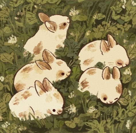 🪶🐇🍃 Cottagecore Notion, Neutral Widgets, Cottagecore Drawing, Cottagecore Art, Bunny Drawing, Forest Illustration, Plant Art, Kawaii Art, Earthy Colors