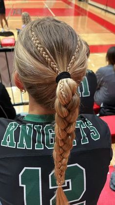 Girls Sports Hair, College Softball Hairstyles, Gaelic Hairstyles, Powerlifting Hairstyles, Girls Sports Hairstyles, Xc Hair Styles, Xc Hairstyles, Cross Country Hairstyles, Cute Cheer Hairstyles