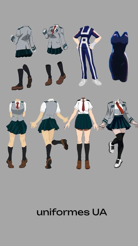 U.a Uniform Bnha, Mha Hero Costumes Ideas, Oc Template, Female Base, Oc Base, Clothing Design Sketches, Ochako Uraraka, Hero Costumes, Boku No Hero Academia Funny