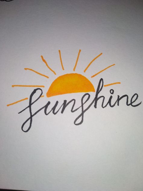 Sunshine Drawing Simple, Your My Sunshine, Sunshine Calligraphy, Sunshine Doodle, Sunshine Lettering, Sunshine Drawing, Doodle Calligraphy, Good Morning Cartoon, Dorm Design