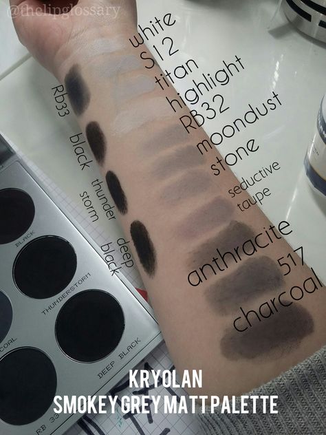 Kryolan Eyeshadows Swatches http://www.thelipglossary.it/2017/04/kryolan-smokey-grey-matte-eye-shadow.html Smoky Eyeshadow Black, Taupe Eyeshadow, Eyeshadow Black, Smoky Eyeshadow, Black Thunder, It 2017, Cute Eyeshadow Looks, Moon Dust, Matte Eyeshadow