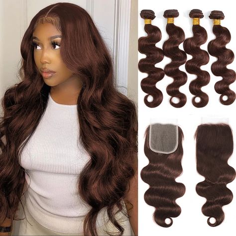 60.12US $ 64% OFF|Colored Bundles With Closure Body Wave Brazilian Human Hair Weave Bundles T Lace Closure Remy Ombre Brown Straight Extension - Hair Bundles With Closures - AliExpress Brown Extensions, Brazilian Human Hair Weave, Ombre Brown, Human Hair Color, Bundles With Closure, Diy Hair Mask, Human Hair Bundles, Brazilian Body Wave, Moisturizing Conditioner