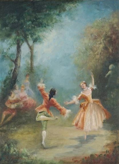 Artwork by Carlotta Edwards, The Minuet, Made of oil on canvas Carlotta Edwards Ballet, Carlotta Core, Carlotta Edwards, Rococo Coquette, Fancy Painting, Edgar Degas Art, Dance Painting, Ballet Painting, Dancers Art