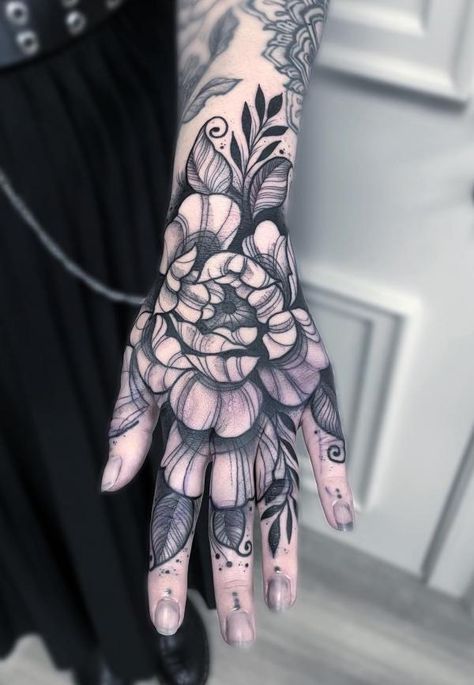 150 Hand Tattoos: Ideas and Meanings | Art and Design Hand Necklace Tattoo, Music Hand Tattoo, Moth Hand Tattoos For Women, Big Hand Tattoos For Women, Whole Hand Tattoos, Face Hand Tattoo, Full Hand Tattoos For Women, Gothic Hand Tattoo, Moth Hand Tattoo