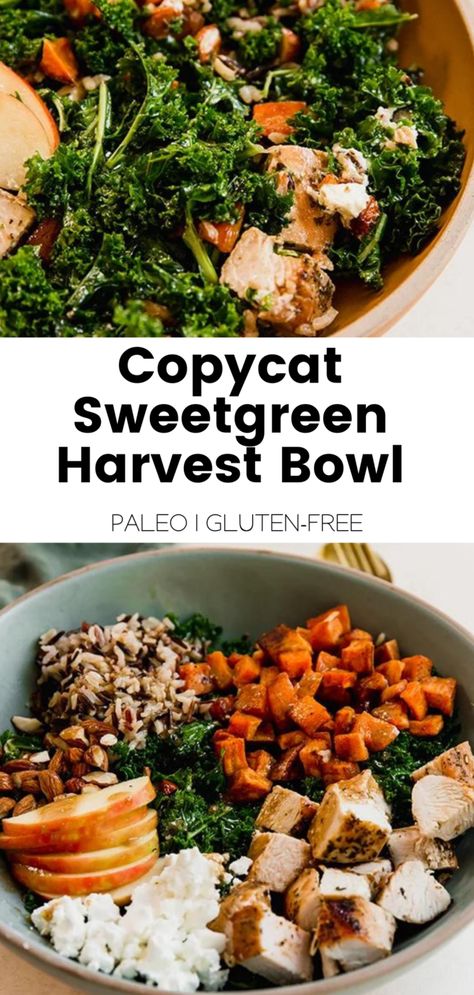 Harvest Bowl Recipe Sweetgreen, Harvest Salad Sweetgreen, Copycat Sweetgreen Harvest Bowl, Healthy Harvest Bowl, Protein Grain Bowls, Harvest Bowl Meal Prep, Sweetgreen Harvest Salad, Sweet Potato Harvest Bowl, Sweet Green Recipes