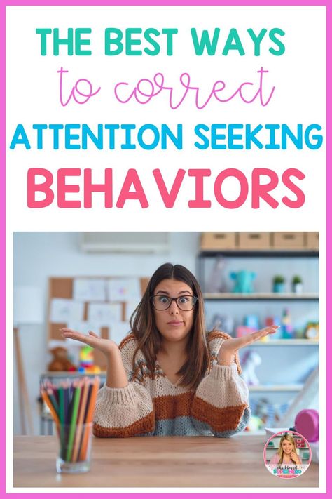 After the beginning of the school year starting, are you noticing attention seeking behaviors in your special ed classroom? In this blog post, you can read my favorite strategies to use for attention seeking behaviors in children. The best place to start is by collecting data to see if the behavior is actually attention seeking. You can grab my data collecting sheets here to help. Then see my process of how I reduce the attention of the behavior, use a time out, and then replace the behavior. Classroom Strategies For Behavior, Defiant Behavior In Classroom, Difficult Classroom Behavior, Disruptive Behavior In The Classroom, Behavior Ideas For Preschool, Asd Behavior Management, How To Deal With Challenging Behaviors, How To Redirect Behavior, Behavior Consequences Classroom