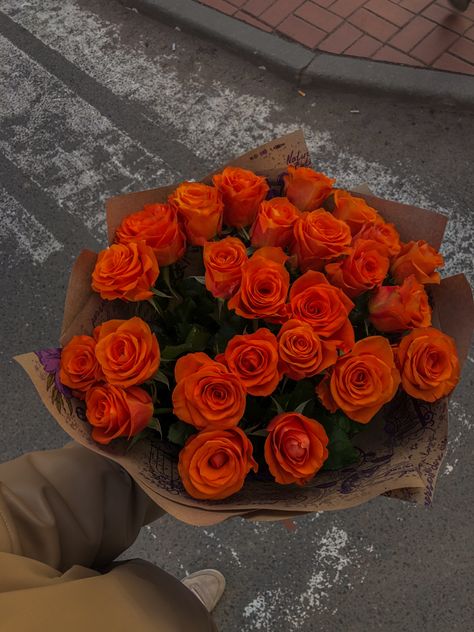 Orange Rose Bouquet, Spring Orange, Long Stem Roses, Orange Bouquets, Spring Wedding Bouquet, Fleur Orange, Boquette Flowers, Flowers Bouquet Gift, Nothing But Flowers