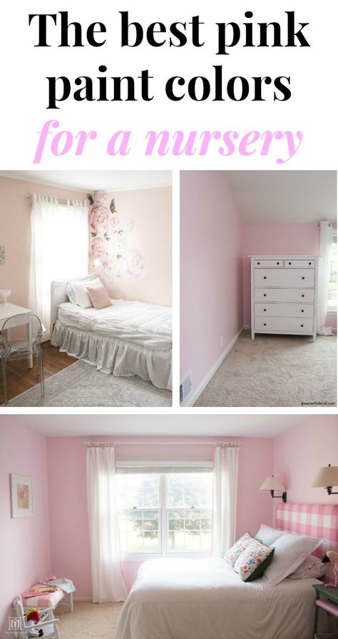 This is such a great list of the best light pink paint colors for a nursery or little girls' bedroom. See the paint colors in real life bedrooms! #greenwithdecor #paint #pinkpaintcolors #pink Pink Paint Colors For Girls Room, Light Pink Paint Colors, Pink Nursery Paint Colors, Best Pink Paint, Grooming Room, Light Pink Bedrooms, Light Pink Paint, Girls Bedroom Paint, Light Pink Walls