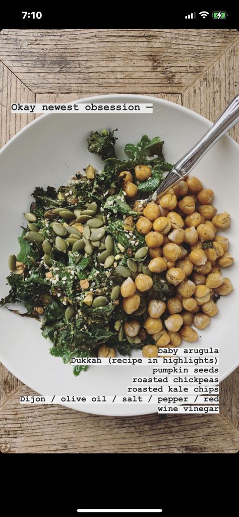 Roasted Kale Chips, Dukkah Recipe, Pumpkin Seed Salad, Seed Salad, Baby Arugula, Roasted Pumpkin Seeds, Pumpkin Seed, Kale Chips, Roasted Chickpeas