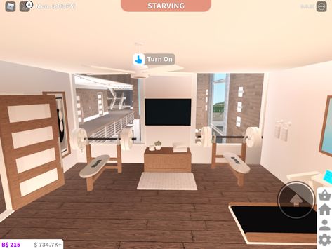 Bloxburg Gym Ideas Aesthetic, Yoga Room Bloxburg, Bloxburg Gym Ideas Modern, Bloxburg Home Gym Ideas, Gym Room Bloxburg, Bloxburg At Home Gym, Gym Ideas Bloxburg, Bloxburg Gym Room Ideas, Bloxburg Home Gym