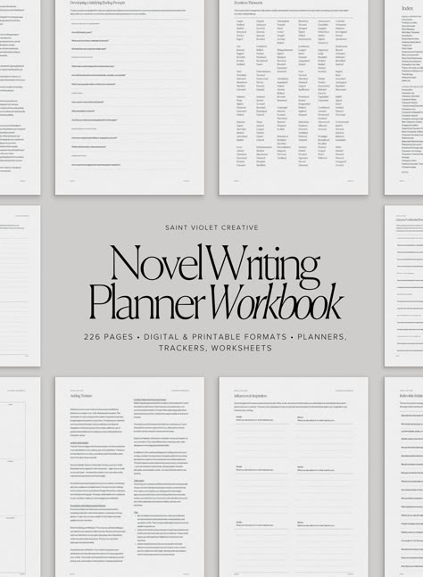 This Novel Writing Planner Workbook includes over 220+ pages of prompts, trackers, and worksheets for ideation, research, plot and character development, and much more. Perfect for authors at any stage, it's available as both a digital and printable planner, doubling as a writing journal to navigate every aspect of crafting your novel. ᴋᴇʏ ꜰᴇᴀᴛᴜʀᴇs -- 226 Pages -- Fully hyperlinked digital planner -- Printable PDF in A5, A4, and US Letter sizes ᴘʀᴏᴅᴜᴄᴛ ᴏᴠᴇʀᴠɪᴇᴡ This workbook is organized into se Writing Planner Novel, Writing Tools For Authors, Plot A Novel, Author Journal, Novel Journal, Writers Journal, Author Planner, Writing Planner, Plotting A Novel