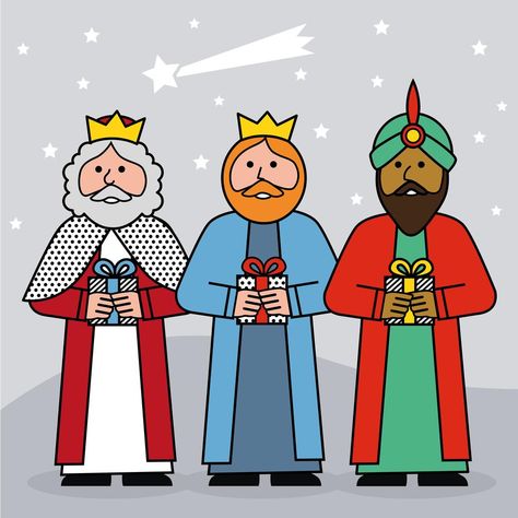 The three kings of Orient Manger Scenes Nativity, Epiphany Holiday, King Drawing, The Three Kings, Bethlehem Christmas, Vector Illustration Character, Catholic Christmas, Roi Mage, We Three Kings