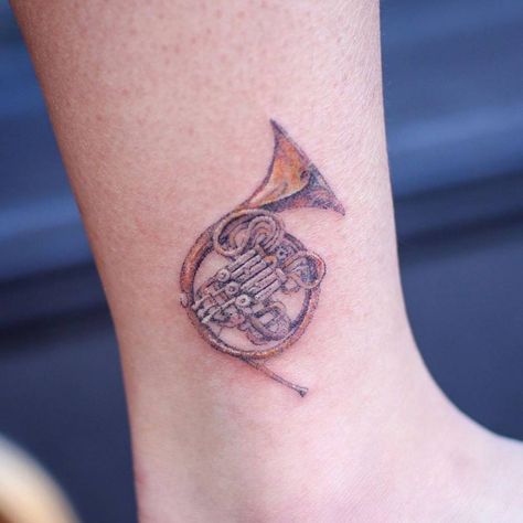 French Horn Tattoo Ideas, French Horn Tattoo, Horn Tattoo, Skin Improvement, Horn Ring, Animal Tattoo Ideas, Sharpie Tattoos, Future Tattoo Ideas, Jewelry Tattoos