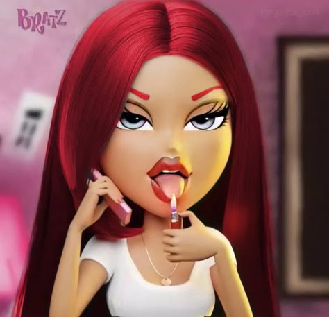 Red Head Cartoon, Red Hair Cartoon, Red Hair Doll, Red Hair Looks, Head Cartoon, Hair Cartoon, Las Bratz, Bratz Aesthetic, Brat Doll