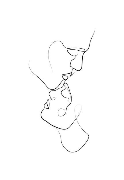 Man And Woman Painting, Man And Woman Drawing, Face Profile Drawing, Man And Woman Silhouette, Male Face Drawing, Lovers Tattoo, Nature Symbols, Drawing Nature, Profile Drawing