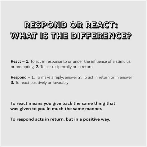 Will you respond or react to tough situation that come your way? Find out the difference. Inner World, Under The Influence, Giving Back, The Choice, God Is, The Bible, No Response, Bible, Drawings