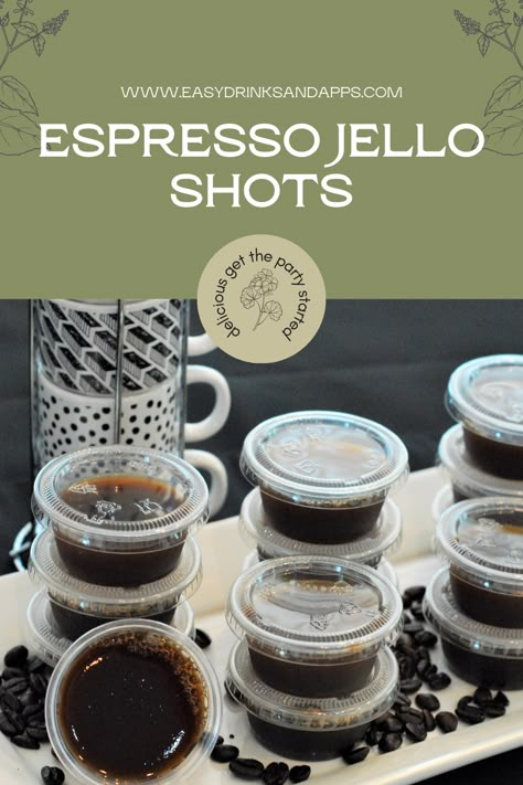 If you’re looking for a kick start to your evening, try these Espresso Martini Jello Shots made with Vodka & Kahlua, so delicious! Gourmet Jello Shots, Kahlua Jello Shots, Espresso Jello Shots, Espresso Martini Pudding Shots, White Chocolate Pudding Shots, Chocolate Jello Shots, Espresso Pudding Shots, Vanilla Vodka Jello Shots, Espresso Martini Jello Shots