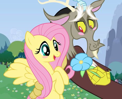 Discord And Fluttershy Matching Pfp, Flutter Shy X Discord, Mlp Fluttershy X Discord, Discord X Fluttershy, Discord And Fluttershy, Fluttershy Discord, Fluttershy X Discord, Fluttershy And Discord, Luigi Pfp