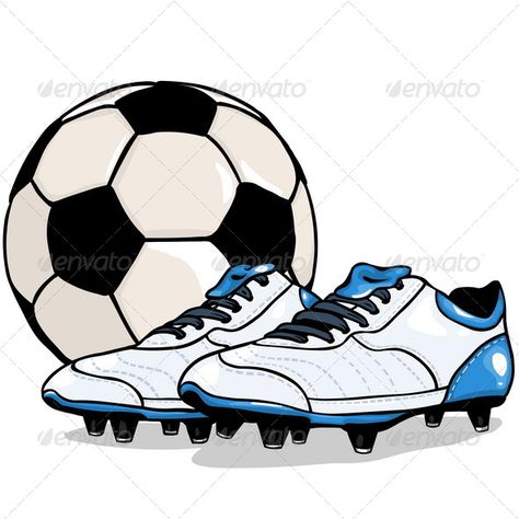 Vector Football Ball and Boots Soccer Silhouette, Paint Cabinet, Rugby Boots, Football Drawing, Ball Drawing, Football Cake, Football Themes, Soccer Party, Football Ball