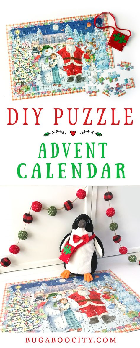 DIY Puzzle Advent Calendar for Kids Puzzle Advent Calendar, Advent For Kids, Advent Calendar Gifts, Diy Puzzles, Advent Activities, Advent Calendars For Kids, Christmas Puzzle, Christmas Calendar, Diy Advent Calendar