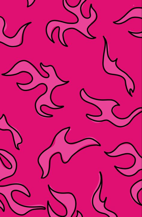 Hot Pink Pattern Wallpapers, Cute Hot Pink Wallpaper Aesthetic, Hot Pink Preppy Wallpaper, Fuschia Aesthetic, Wallpapers Rosa, Pink Flames, Wallpaper Hippie, Hot Pink Wallpaper, Pink Drawing