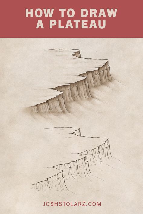 A simple tutorial so you can learn how to draw a plateau or cliffs for your fantasy maps.  #mapyourstory #mapmaking #fantasymaps #worldbuilding #cartography Landscape Drawing Tutorial, Mountain Drawing, Landscape Paintings Acrylic, Nature Drawing, Fantasy Map, Landscape Drawings, Pencil Art Drawings, Drawing Tutorials, Drawing Tips