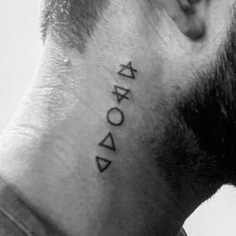 Small Symbol Neck Tattoo - Cool Neck Tattoos  For Men: Best Neck Tattoo Ideas and Designs For Guys #tattoos #tattoosforguys  #tattoosformen #tattooideas #tattoodesigns Word Neck Tattoos, Simple Neck Tattoos, Neck Tattoos For Men, Neck Tattoo Ideas, Best Neck Tattoos, Small Neck Tattoos, Girl Neck Tattoos, Side Neck Tattoo, Tattoo Neck