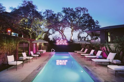 Hotel Saint Cecilia (shown) A pioneer of Austin’s new wave of chic, this historic oak-laden property is the brainchild of hotelier Liz Lambert (see its hipster-loved counterpart, Hotel San José). Taking cues from the hotel’s namesake, the patron saint of music and poetry, the five suites, six poolside bungalows, and three studios are at once edgy and romantic, generously appointed with jewel tones, natural light, a medley of vintage and modern furniture, and original artwork. From $285/night... Hotel Saint Cecilia, Austin Travel, Saint Cecilia, Austin Hotels, Unusual Hotels, Texas Boutique, Best Boutique Hotels, Downtown Austin, Hotel Pool