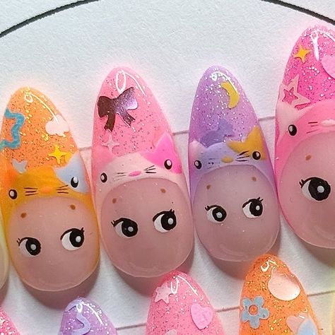 philadelphia gel-x nail artist on Instagram: "👀 👼🏻 Press on orders are currently closed as I prepare for some exciting things coming up for summer! I've been BEGGING my clients to get some @sonnyangel.usa nails so this last press-on order really helped me get that idea out 🥰   #phillygelx #phillynailartist #sonnyangel #sonnyangelnails #philadelphianails #pressons #pressonnails #sonnyangelpressons #colorfulnails #kawaiinails #kewpie #blindbox #cutenails #pinterestnails #nailinspo" Kewpie Nails, Sonny Angel Nails, Gel Nails Designs, Summer Nailart, Usa Nails, Angel Nails, Hello Nails, Sonny Angels, Cute Simple Nails