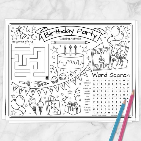 Drawings To Color, Puzzle Activities, Stars Cake, Drawn Stars, Cake Ice Cream, Ice Cream Cupcakes, Birthday Activities, Fun Birthday Party, Birthday Crafts