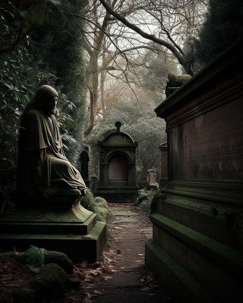 the Highgate Cemetery Creepy Cemetery, Cemetery Photography, Cemetery Aesthetic Dark, Gothic Cemetery, Gothic Cemetery Aesthetic, Overgrown Cemetery Aesthetic, Goth Cemetery, Haunted Wedding, Cemeteries Photography