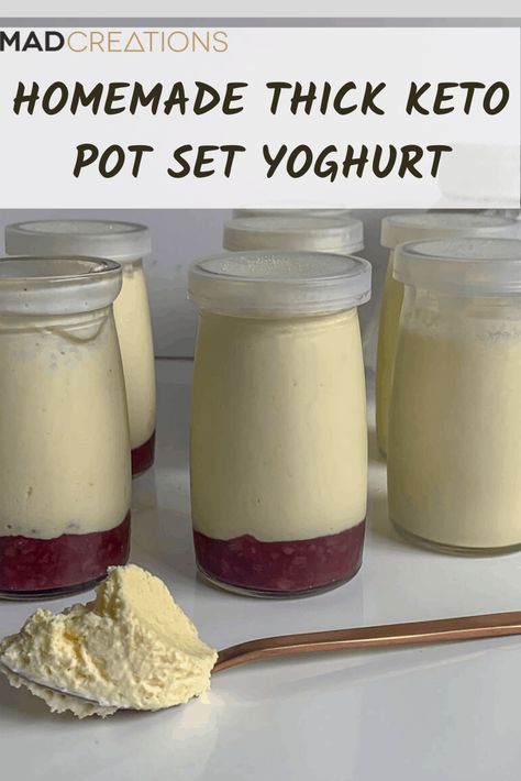 Homemade Thick Keto Pot Set Yogurt Keto Yogurt, Yogurt Substitute, Low Carb Yogurt, Sugar Free Yogurt, Yoghurt Recipe, Sugar Free Jam, Homemade Yogurt, Atkins Diet, Yogurt Recipes