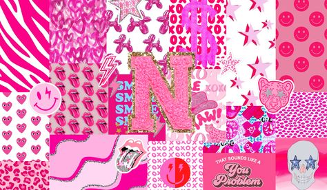 Preppy Macbook Wallpaper, Preppy Macbook, L Wallpaper Letter Aesthetic, Hot Pink Preppy, Preppy Collage, Iphone Wallpaper Planets, Cool Easy Drawings, Pink Macbook, L Wallpaper