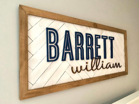 Custom Wood Name Sign Baby Boy Name Sign Nursery Name Sign | Etsy Herringbone Nursery, Nursery Name Decor, Baby Boy Name, Boy Sign, Nursery Name Sign, Wood Name Sign, Boy Name, Custom Wooden Signs, Art Commissions