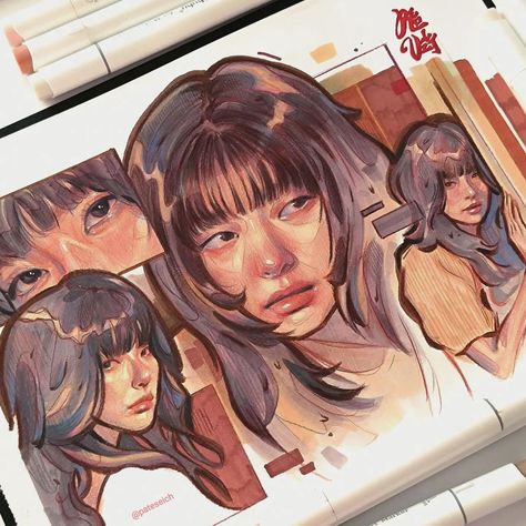 Trying out acrylic markers for the first time 🤎 Big thanks to Lightwish for sending these markers! They're super pigmented and opaque… | Instagram Lee Doona, Body References, Acrylic Markers, Drawing Inspo, Big Thanks, Art Characters, Marker Art, Sketchbook Art Inspiration, Art References