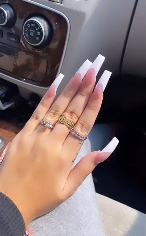 Curve French Tip Nails, Tapered Square Nails Design, Curved Acrylic Nails, Tapered Square Acrylic Nails, Med Nails, Frenchtips Nails, Tapered Square Nails, Tapered Square, Exotic Nails