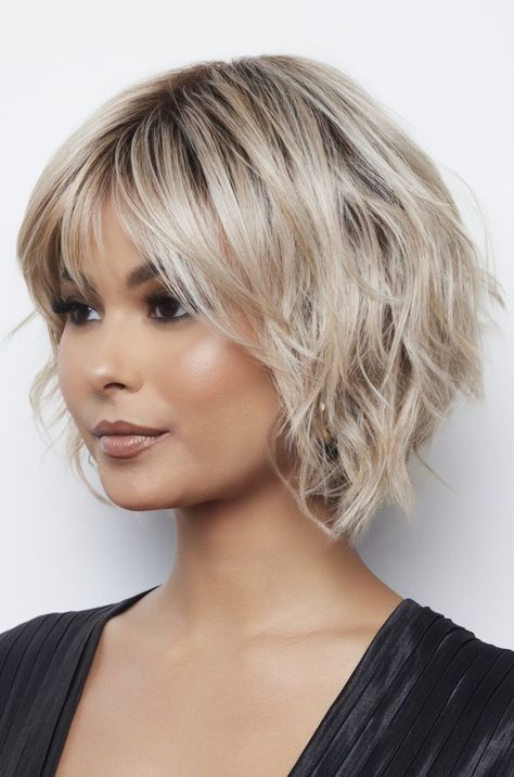 Blonde Hair With Fringe, Short Wavy Hairstyles For Women, Choppy Bob Hairstyles For Fine Hair, Short Wavy Bob, Wavy Bob, Choppy Bob Hairstyles, Wavy Style, Messy Short Hair, Hi Fashion