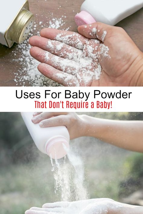 Have too much baby powder and don't know what to do with it?  Here are some creative uses for baby powder in beauty routines, gardens, and so much more! #frugalliving #moneysavingtips Baby Powder In Hair To Look Old, Baby Powder Uses, Stinky Shoes, Rid Of Ants, Get Rid Of Ants, Talcum Powder, Christmas On A Budget, Baby Bottoms, How To Apply Mascara