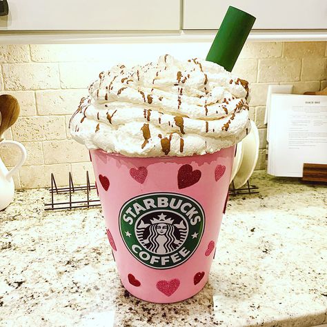 Valentine’s Day Box Starbucks, Coffee Valentine Box Ideas, Starbucks Cup Valentine Box Ideas, Valentines Box Ideas For Girls Diy, Starbucks Valentine Box Ideas, Valentine Day Boxes For Girls Diy, Homemade Valentine Boxes, Starbucks Frappe, Valentines Box Ideas