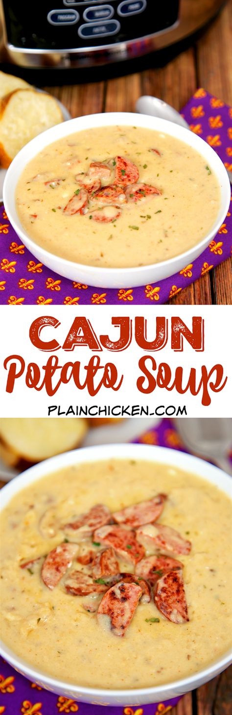 Cajun Potato Soup, Slow Cooker Cajun, Smoked Turkey Sausage, Creole Dishes, Soup Party, Cajun Potatoes, Justin Wilson, Ragin Cajun, Frozen Hash Browns