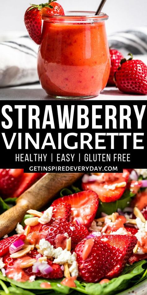 Strawberry Vinegarette, Strawberry Salad Dressing, Spinach Salad Dressing, Strawberry Vinegar, Vinaigrette Dressing Recipe, Strawberry Spinach Salad, Strawberry Vinaigrette, Healthy Dressing, Salad Dressing Recipes Healthy