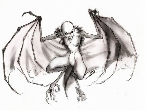 Human Animation, Rpg Creatures, Mythical Creatures Drawings, Philippine Mythology, Vampire Bat, Creature Drawings, Bad Wolf, Book Images, Mythical Creatures