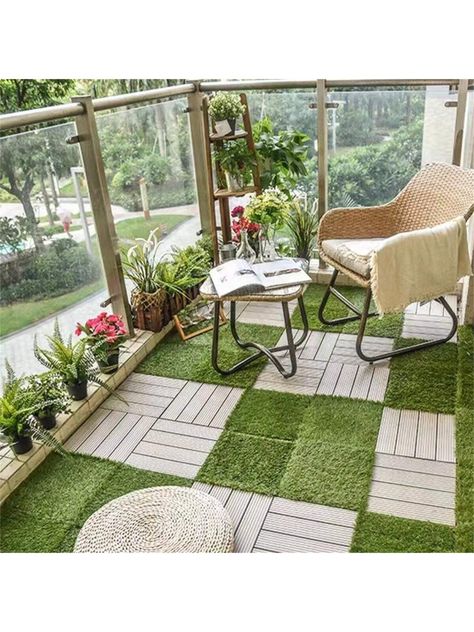 1Pcs 15cm/30cm Artificial Grass Outdoor Gardening Turf Lawn Synthetic Fake Grass Carpetfaux Micro-landscape DIY Flocking RugI discovered amazing products on SHEIN.com, come check them out! Grass Balcony, Diy Flocking, Fake Grass Rug, Duck Pens, Bali Architecture, Grass Rug, Landscape Diy, Faux Grass, Fake Grass