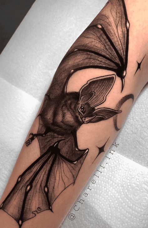 Black And Gray Fine Line Tattoo, Goth Bat Tattoo, Realism Bat Tattoo, Bats Photography, Brown Bat Tattoo, Neotrad Bat Tattoo, Bat Forearm Tattoo, Flying Bat Tattoo, Bat Reference