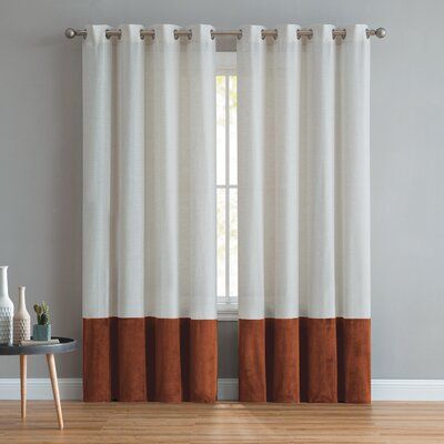 Andover Mills Outfit your windows in elegance with the Vivienne Linen Velvet Curtain Panel by VC New York. Available in four sizes and six colours, the panel features a solid tan fabric on top, accented by luxe, velvety colour-blocking at the bottom. Size per Panel: 54" W x 63" L, Colour: Rust Block Curtains, Western Curtains, Color Block Curtains, White Blackout Curtains, Diy Interior Design, Stylish Curtains, Custom Drapes, Drapery Panels, Curtains Living