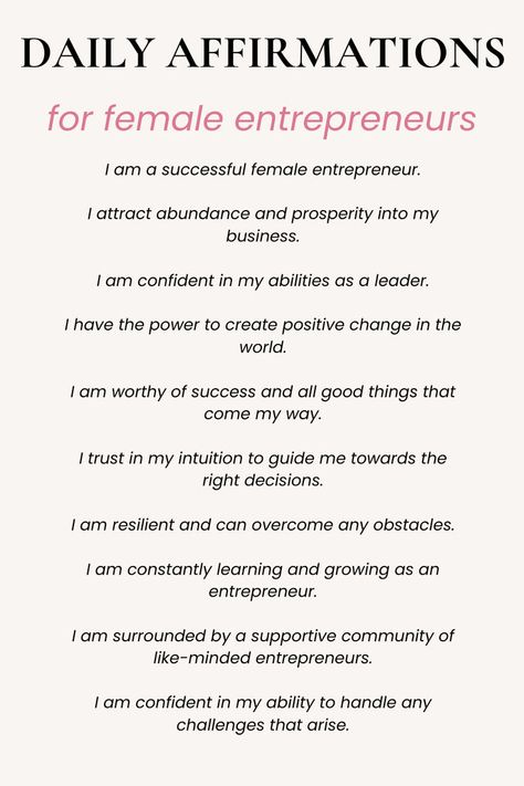 Affirmations for female entrepreneurs Business Affirmations Entrepreneur, Business Affirmations, Manifestation Tips, Powerful Affirmations, Affirmations For Women, Boost Your Mood, Daily Positive Affirmations, Successful Women, Female Entrepreneurs