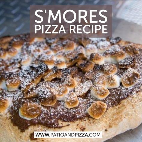 S'mores Pizza Recipe Cooked In Wood Burning Oven! This recipe is fun for evenings on your patio when you want the feeling of going camping without leaving the comfort of your backyard! You are guaranteed to fall in love with your outdoor pizza oven when you try this dessert pizza. Click pin to see the ingredients! Wood Burning Pizza Oven Recipes, Smores Pizza Recipe, Outdoor Pizza Oven Recipes, Pizza Oven Recipes Wood Fired, Wood Fired Oven Recipes, Outdoor Pizza Oven Kits, Dessert Pizza Recipes, Pizza Oven Recipes, Chicago Brick