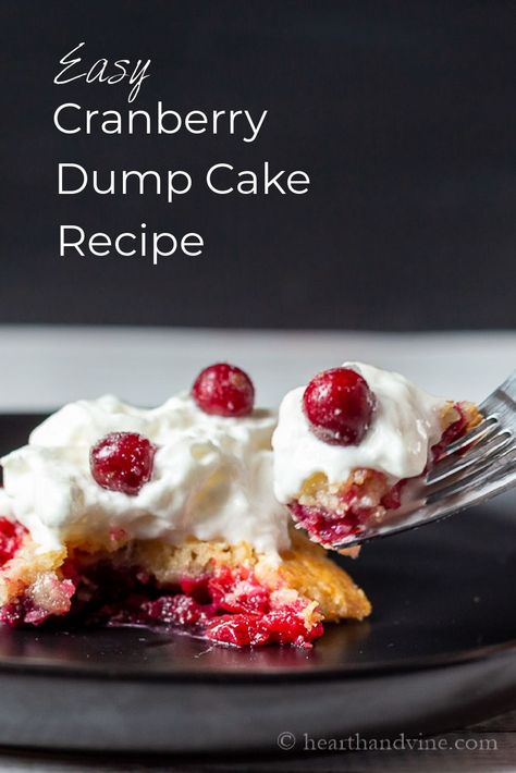 Fresh cranberries make this easy dump cake recipe slightly elevated. The cranberries offer a tartness to a sweet cake and in a beautiful red color that will dazzle your guests. Cranberry Dump Cake, Easy Dump Cake Recipe, Easy Homemade Desserts, Peach Dump Cake, Cranberry Dessert, Fresh Cranberry, Dump Cake Recipe, Cranberry Cake, Easy Sweets