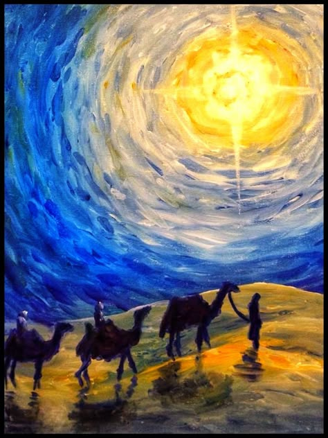 Three Wise Men Painting, Famous Christmas Paintings, Three Wise Men Art, 3 Wise Men Painting, Religious Christmas Paintings, Advent Painting, Easy Nativity Painting, Wise Men Painting, Simple Nativity Painting